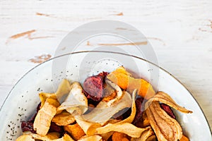 Bowl of Healthy Snack from Vegetable Chips, Crisps