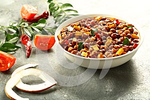 Bowl of Healthy vegetarian dish- Chickpea curry roast-