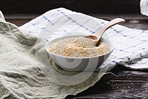 Bowl of healthy white quinoa seeds