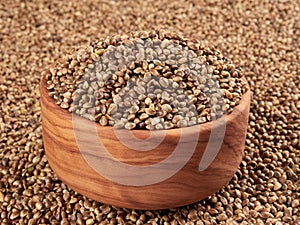 Bowl of hemp seeds