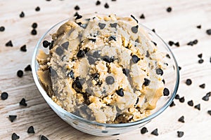 Bowl of Chocolate Chip Cookie Dough photo