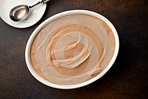 bowl of homemade chocolate ice cream