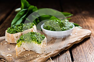 Bowl with homemade Ramson Pesto