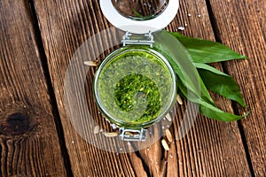 Bowl with homemade Ramson Pesto