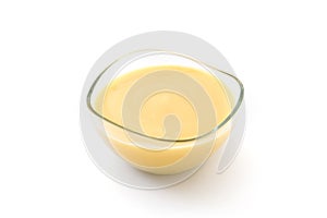 Bowl of homemade vanilla custard isolated photo