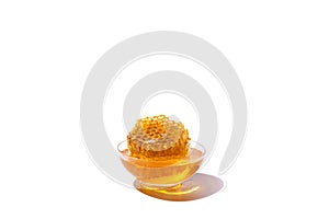 Bowl of honey isolated on white backgroundas package design element