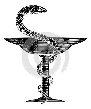 Bowl of Hygieia Snake Medical Pharmacy Symbol Icon photo