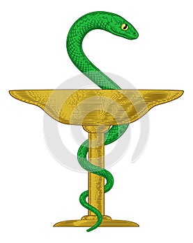 Bowl of Hygieia Snake Medical Pharmacy Symbol Icon photo