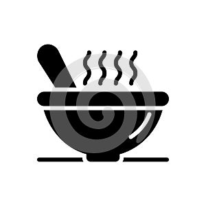 Black solid icon for Bowl, goblet and food