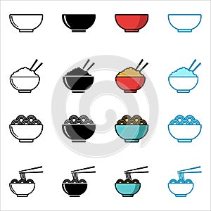 Bowl icon set vector design template in white background