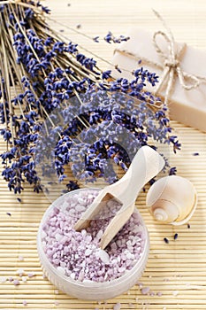 Bowl of lavender sea salt