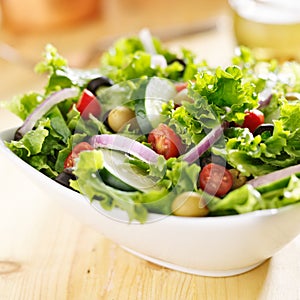 Bowl of leafy green salad