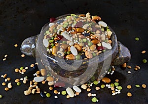 Bowl with legumes, closeup