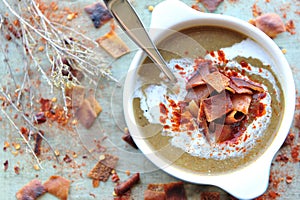 Bowl of lentil cream soup