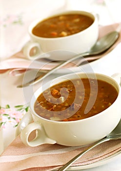 Bowl of lentil soup.