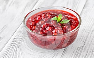 Bowl of lingonberry sauce