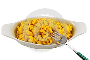 Bowl of Macaroni and Cheese Isolated