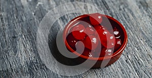 Bowl with maraschino cherries, web banner