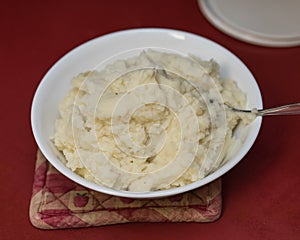 bowl of mashed potatoes ready for a family dinner