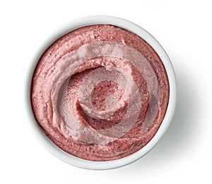 bowl of mashed red beens