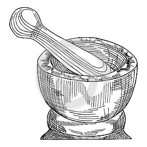 A bowl for mashing and grinding pepper and various spices