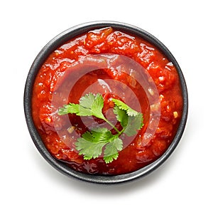 Bowl of mexican salsa sauce photo