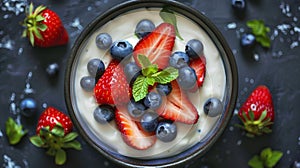 A bowl of mixed berries close-up