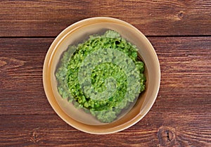 Bowl of mushy peas, photo