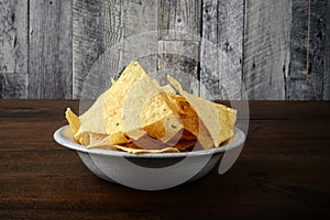 Bowl of nacho corn chips