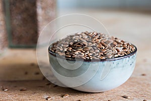 Bowl with natural linseed flaxseed