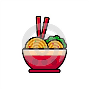Bowl of noodle vector illustration isolated on white background