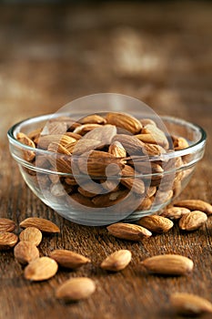 Bowl of Organic Raw Almonds