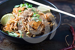 Bowl of Pad Thai vegetarian noodles