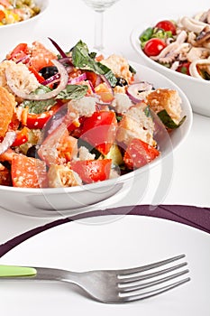 Bowl of Panzanella bread salad