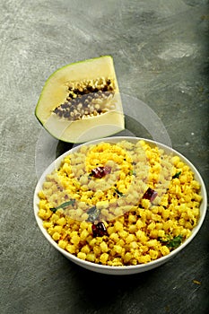 Bowl of papaya thoran from Kerala recipes.