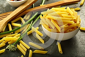 Bowl of penne pasta.vegan diet