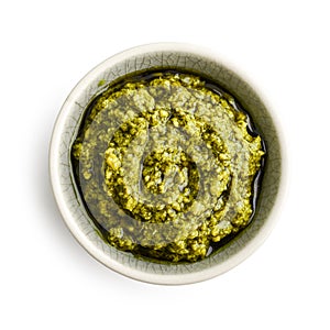 Bowl of pesto sauce photo