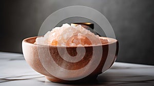 Bowl Of Pink Himalayan Salt For Skin Exfoliation