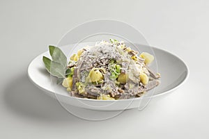 Bowl with portion of pizzoccheri