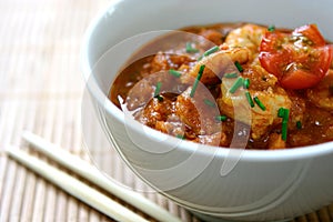 Bowl of prawn masala curry