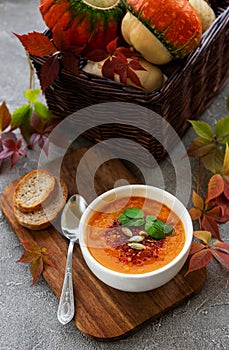 Bowl of pumpkin soup