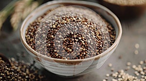 A bowl of quinoa a glutenfree grain that is widely used in vegan and vegetarian dishes for its high protein content and