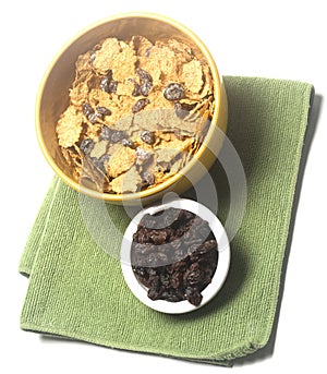 Bowl of raisin bran cereal