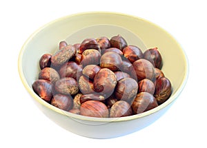 Bowl of raw sweet chestnuts