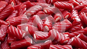 Bowl Of Red Twisty Candies Rotating