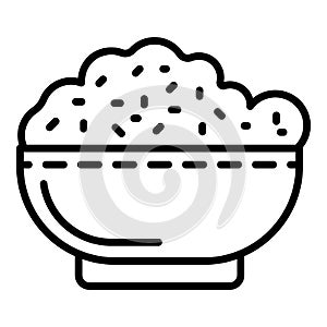 Bowl rice icon, outline style