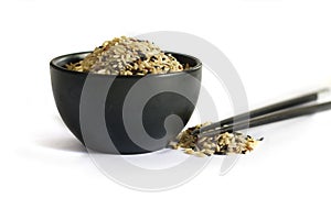 Bowl of rice isolated on white
