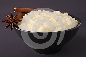 Bowl of rice pudding