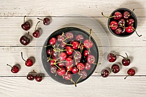 Bowl of ripe red cherries