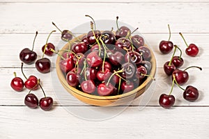 Bowl of ripe red cherries